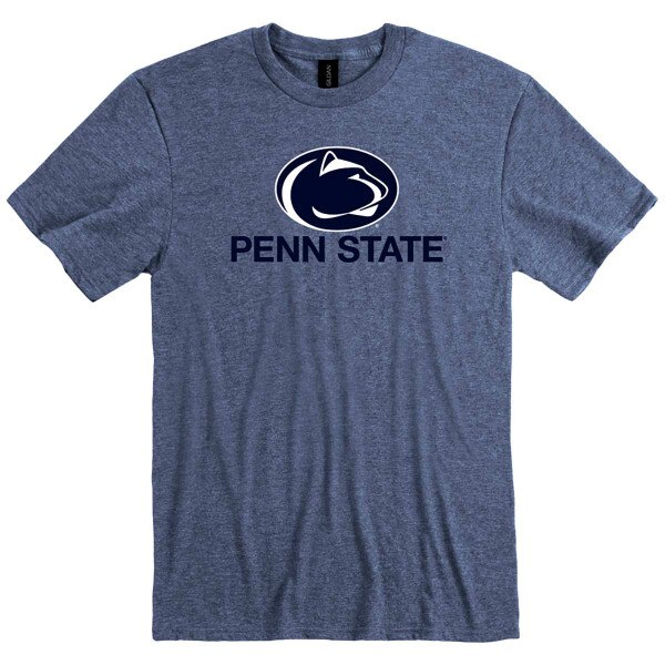 short sleeve heather blue t-shirt with Athletic Logo over Penn State